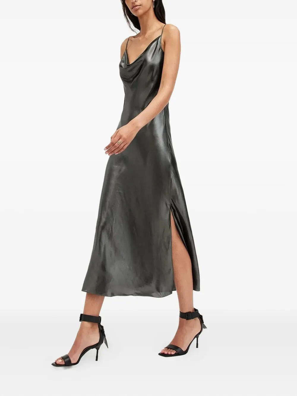 AllSaints Hadley cowl-neck midi dress - Zwart