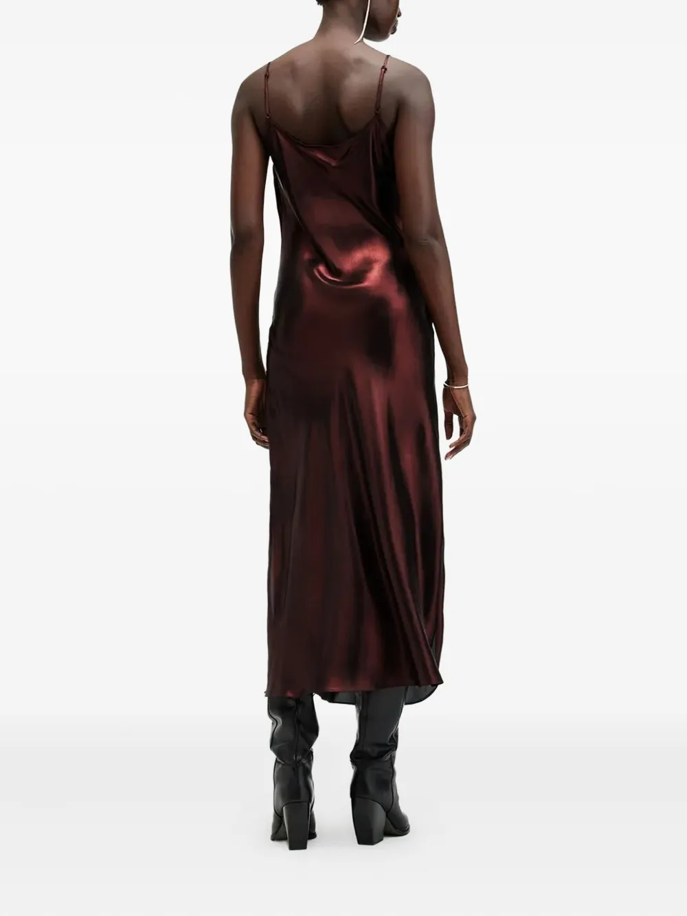 AllSaints cowl-neck slip midi cocktail dress - Rood