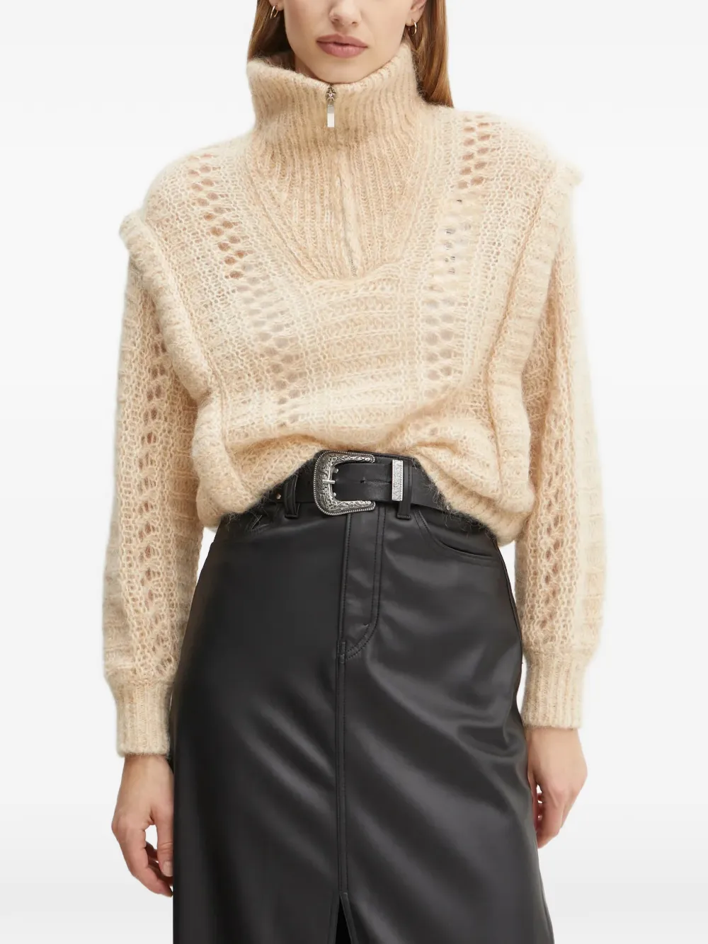 Ba&sh Open-knit Sweater In Neutral