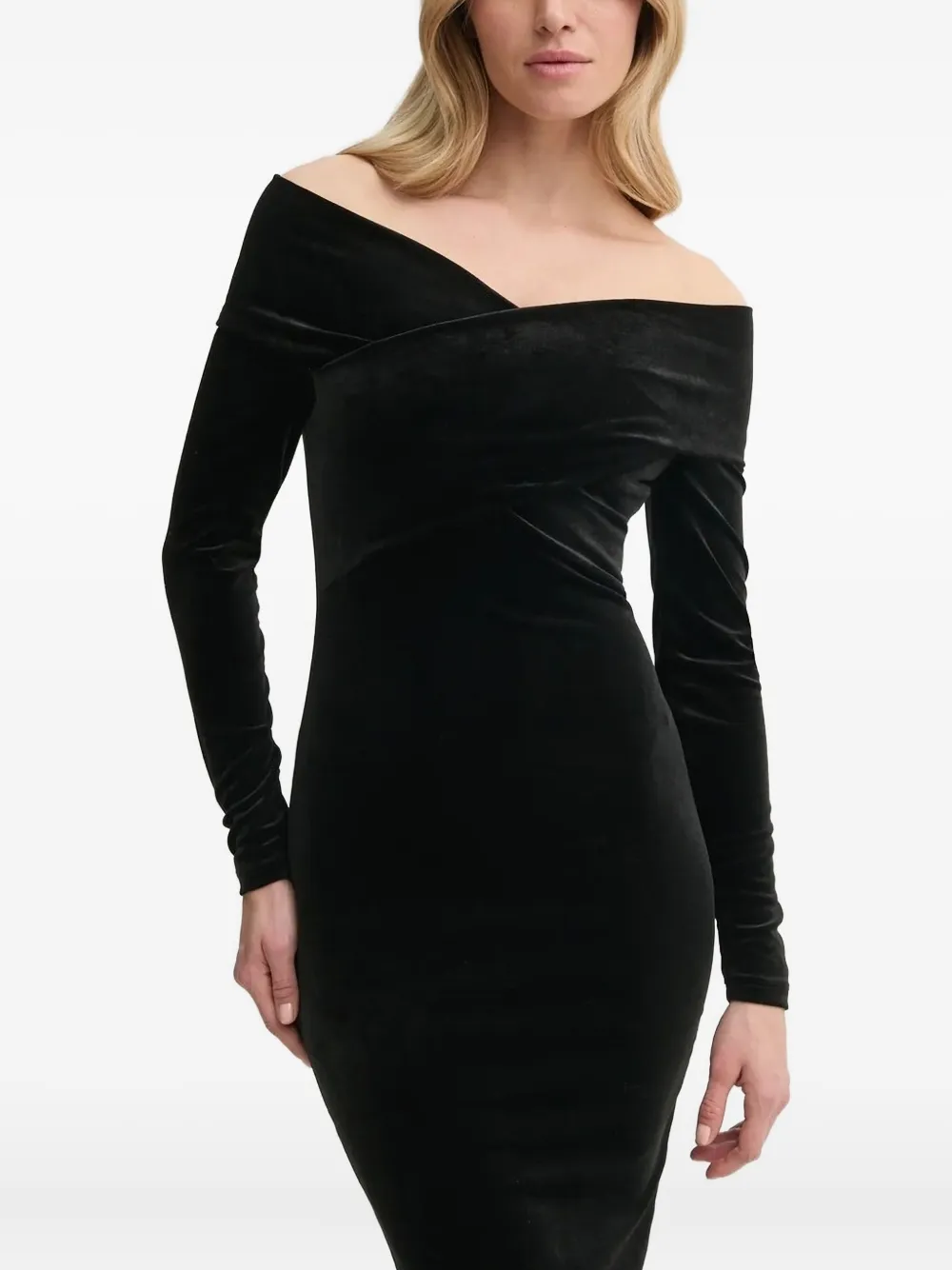 AllSaints Off-shoulder mini-jurk Zwart