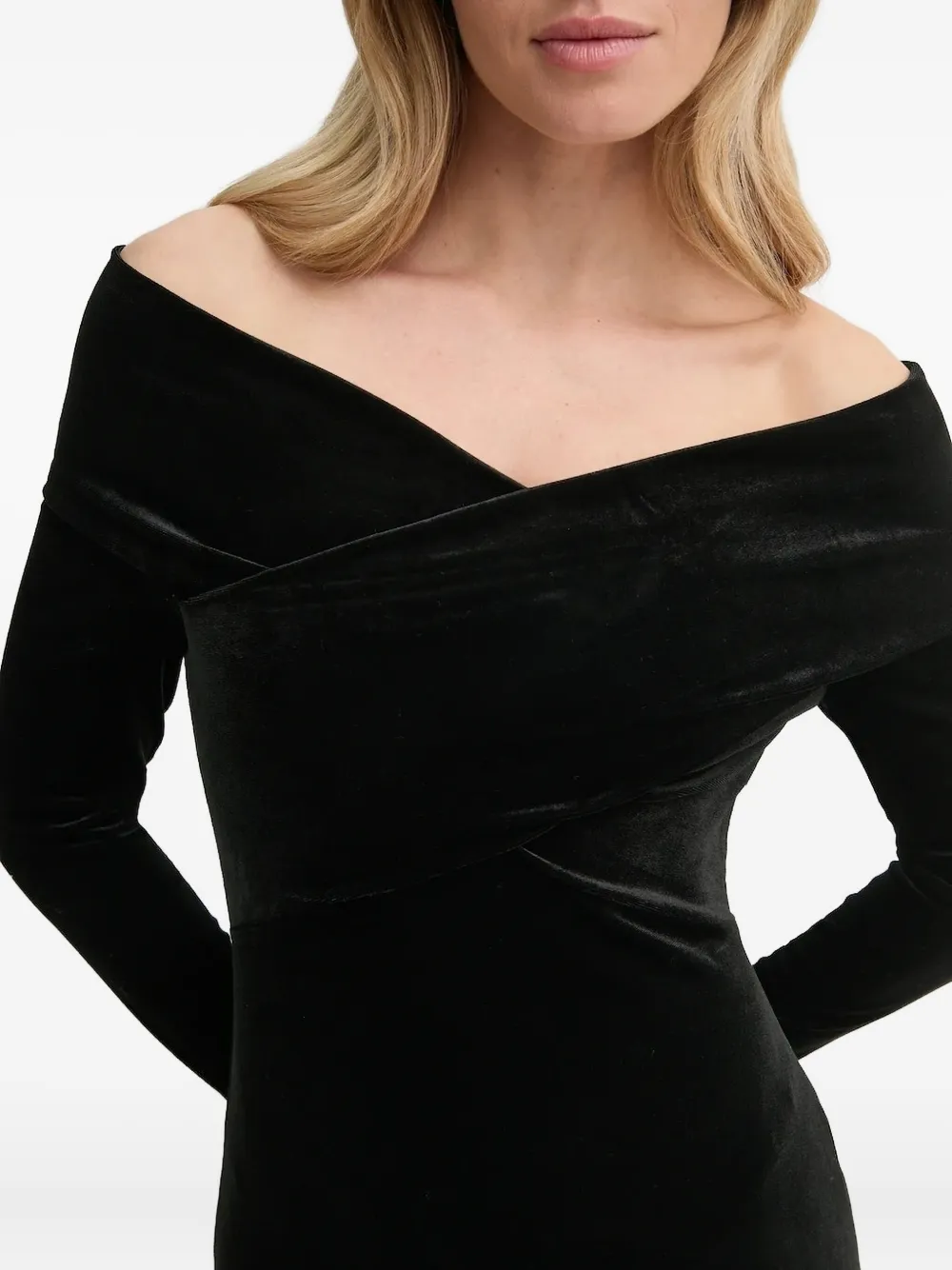 AllSaints Off-shoulder mini-jurk Zwart