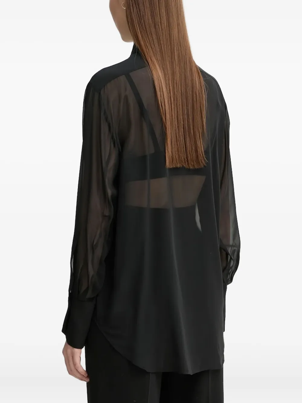 A.L.C. pleated sheer-effect blouse - Zwart