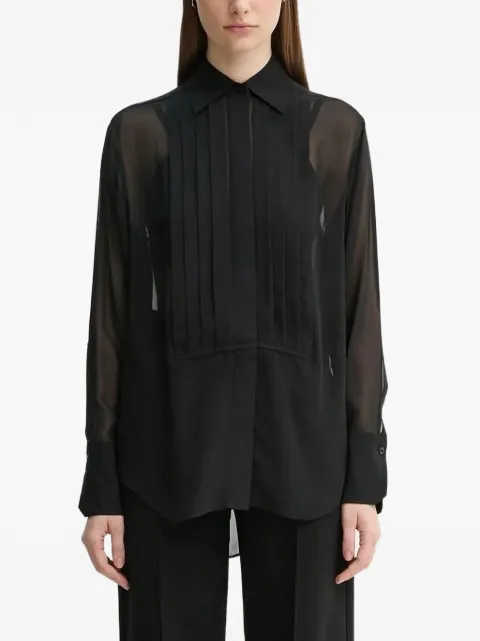 A.L.C. plisseret bluse med gennemsigtig effekt