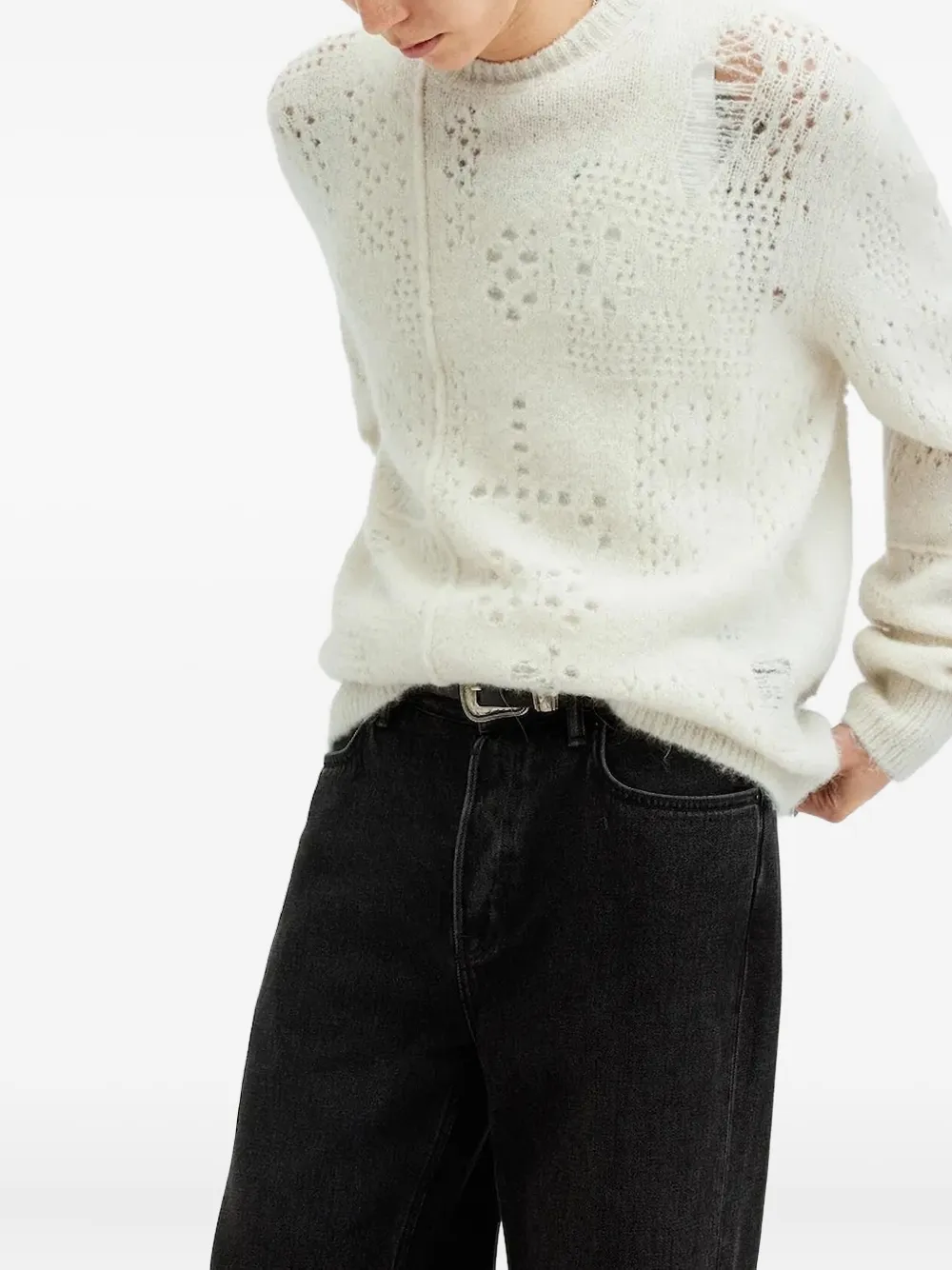 AllSaints Gebreide trui met geperforeerd detail Wit
