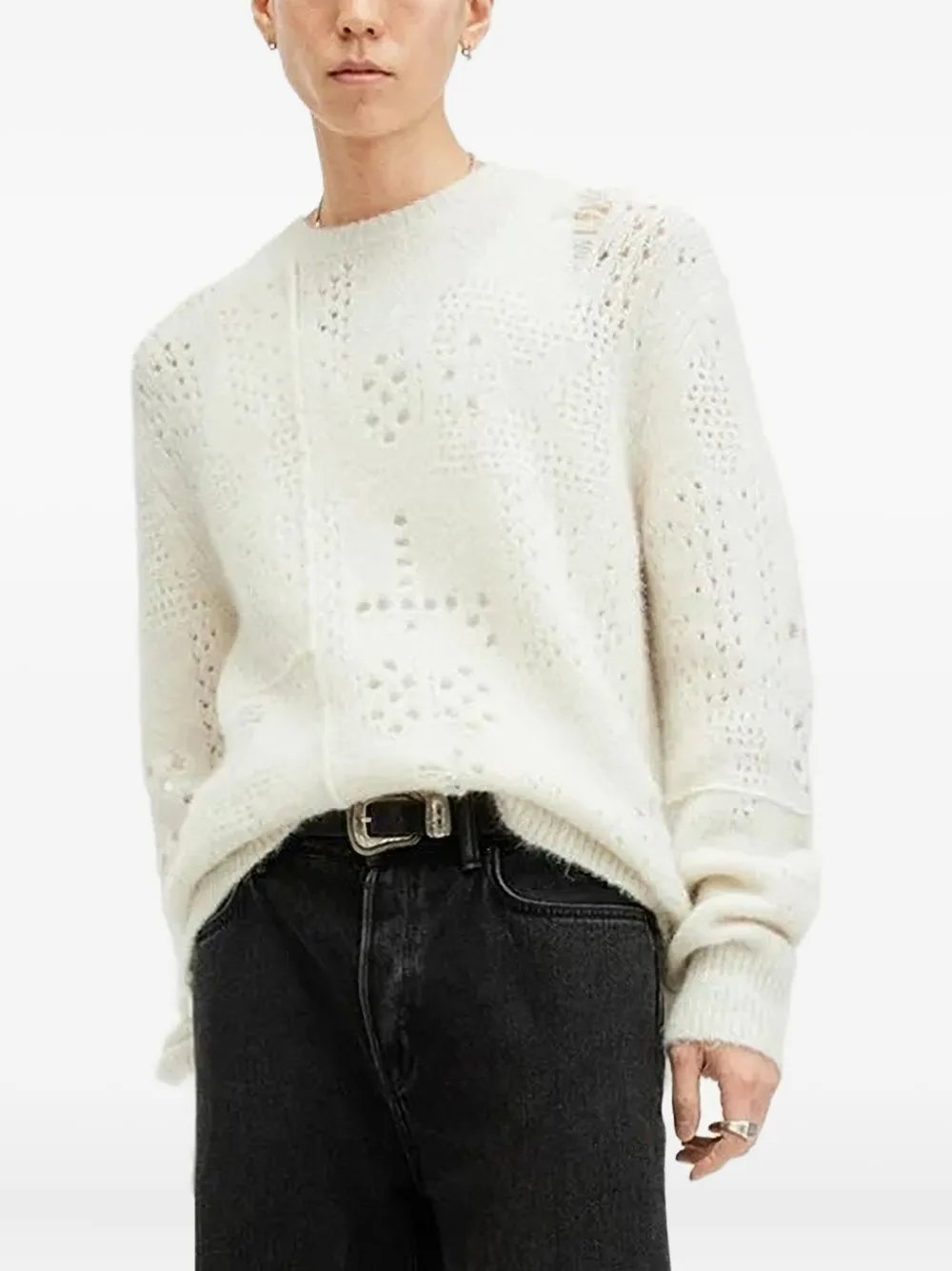 AllSaints Gebreide trui met geperforeerd detail Wit