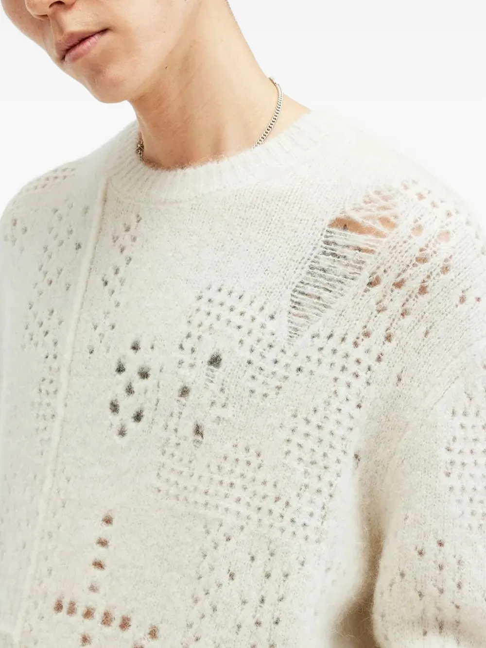 AllSaints Gebreide trui met geperforeerd detail Wit
