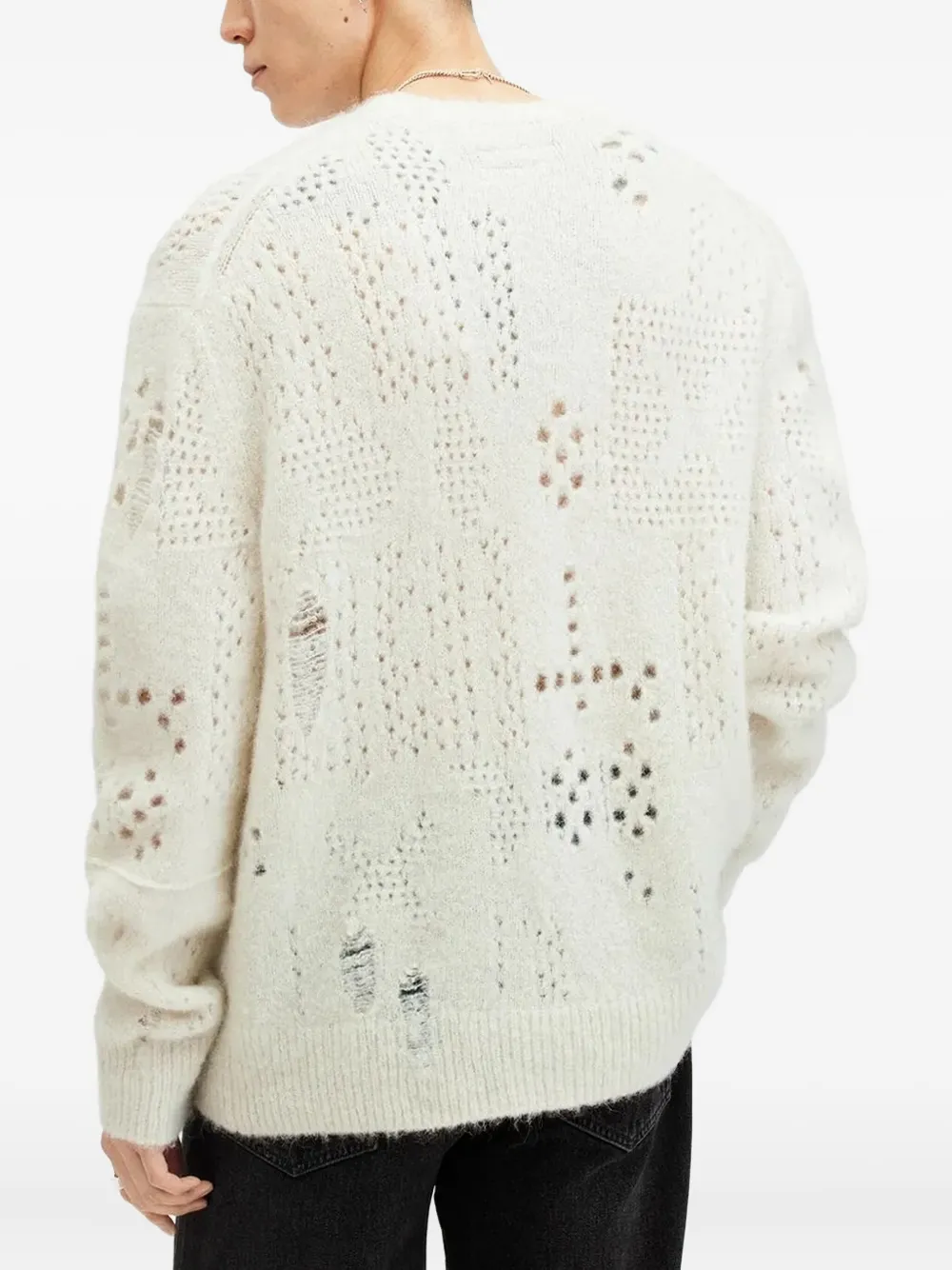 AllSaints Gebreide trui met geperforeerd detail Wit