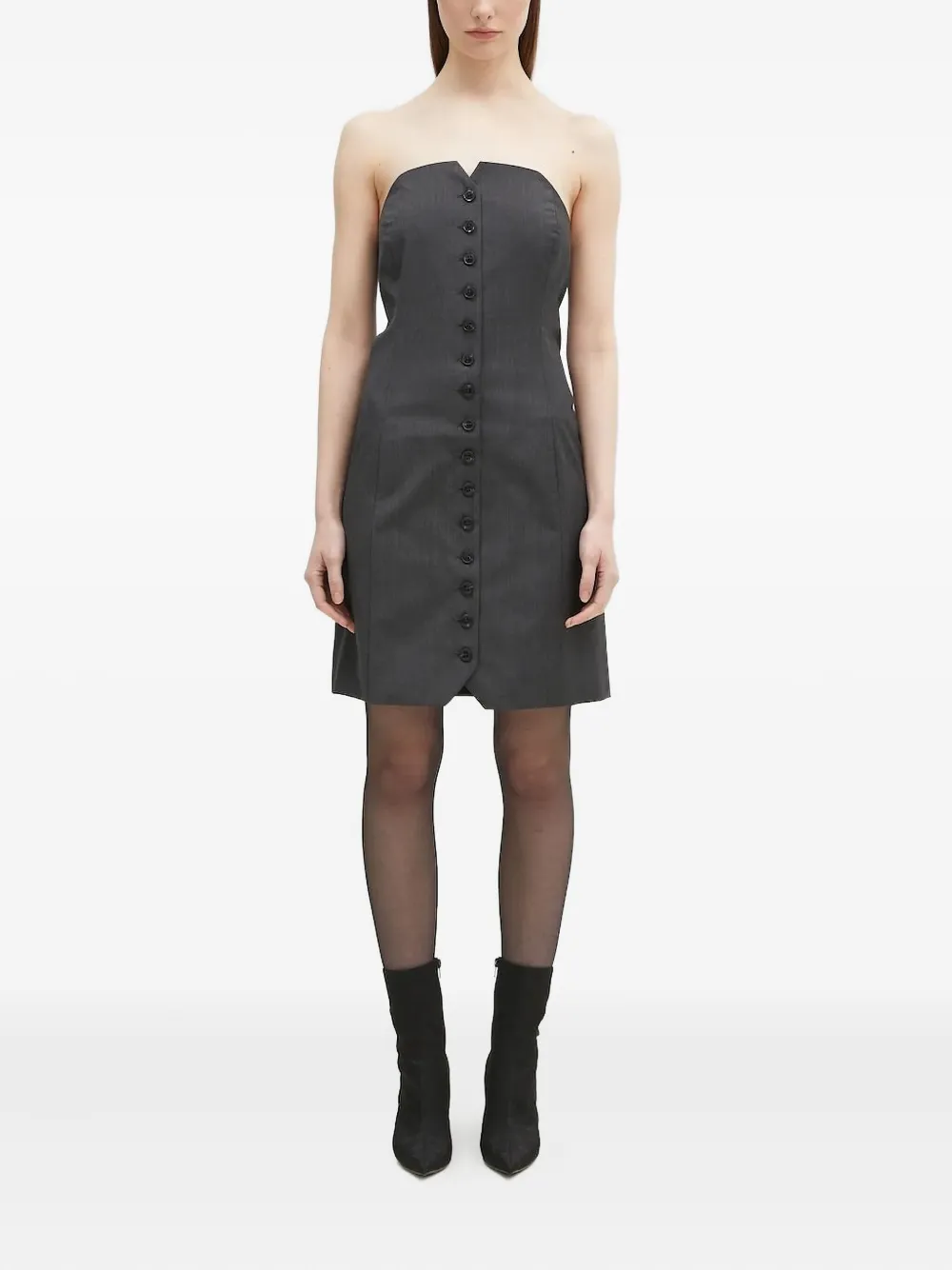 SAMSOE strapless button-front mini dress Grijs