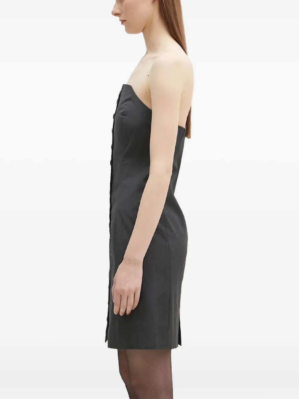 SAMSOE SAMSOE Strapless mini-jurk met knopen - Grijs