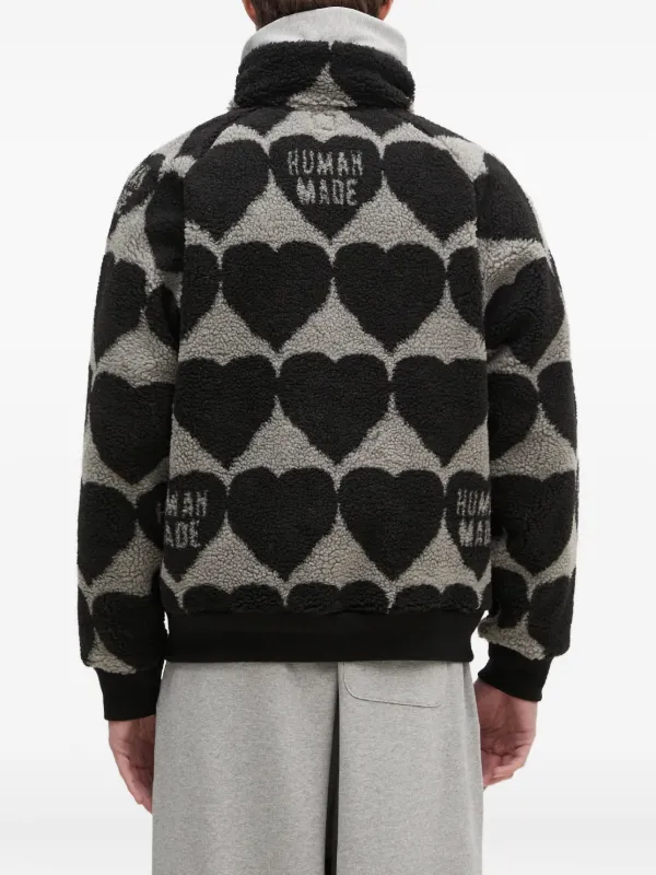 Human Made heart-pattern Fleece Jacket | Black | FARFETCH JO