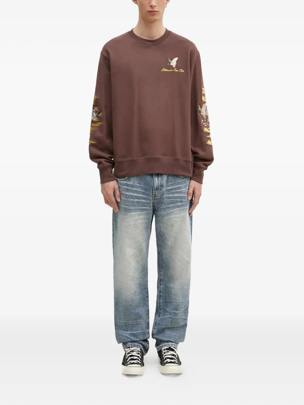 Billionaire Boys Club Sweater met geborduurde eend en ronde hals Bruin