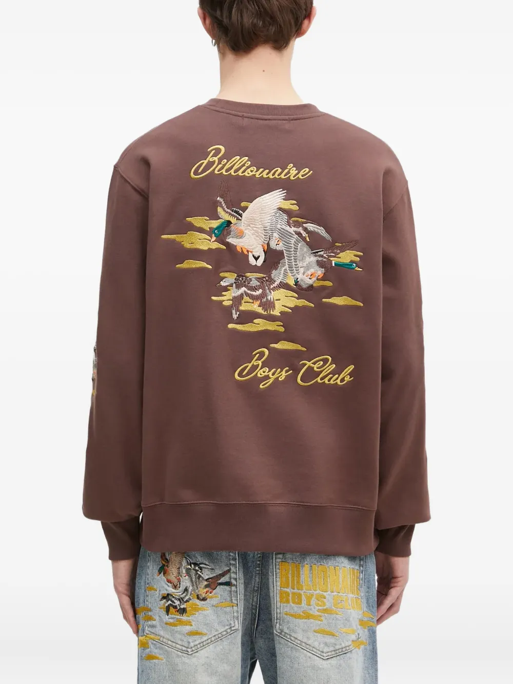 Billionaire Boys Club Sweater met geborduurde eend en ronde hals Bruin