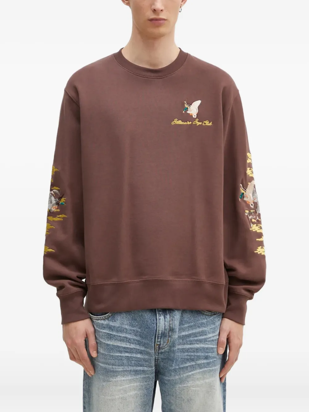 Billionaire Boys Club Sweater met geborduurde eend en ronde hals Bruin