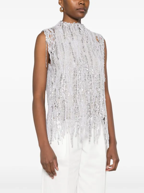【★エレガント★】Brunello Cucinelli ☆ プリント トップ Brunello Cucinelli Dazzling トップ | ニュートラル | FARFETCH JP