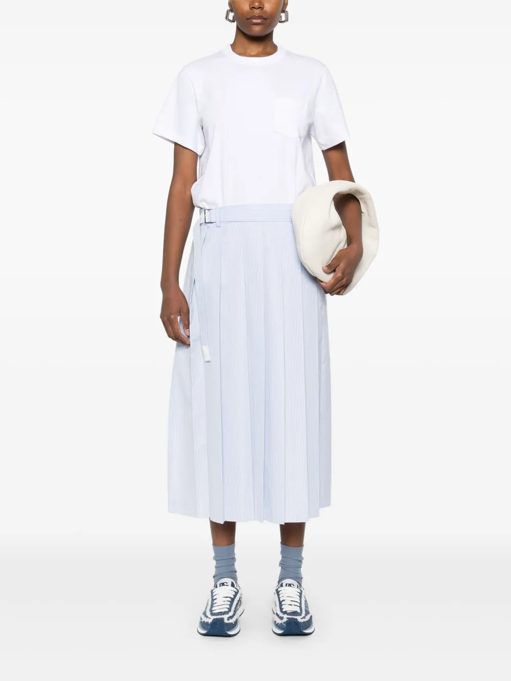 Sacai Geplooide midi-jurk - Wit