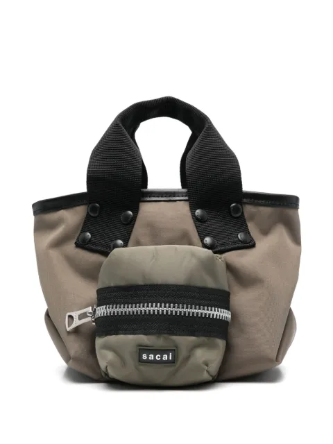 sacai tote con bolsillo pequeño