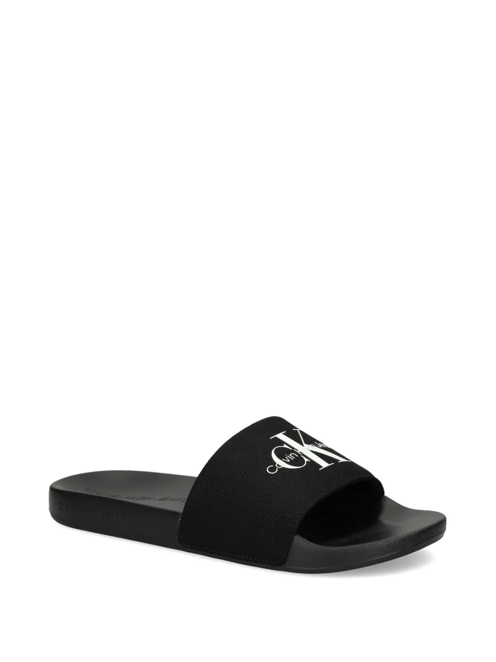 Calvin Klein Jeans logo-embellished canvas slides Black