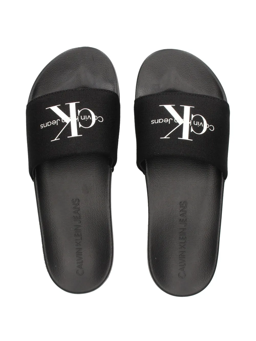 Calvin Klein Jeans logo-embellished canvas slides Black