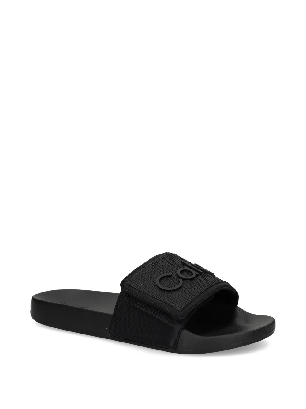 Calvin Klein Jeans logo touch-strap slides Black