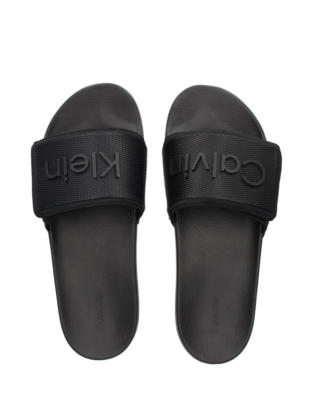 Calvin Klein Jeans logo touch-strap slides Black