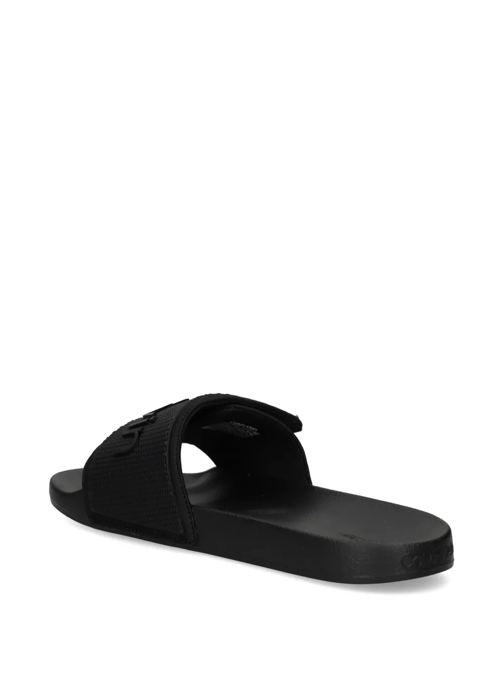 Calvin Klein Jeans logo touch-strap slides Black