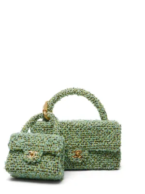 CHANEL Pre-Owned 1992 ココマーク ツイード バッグ | グリーン