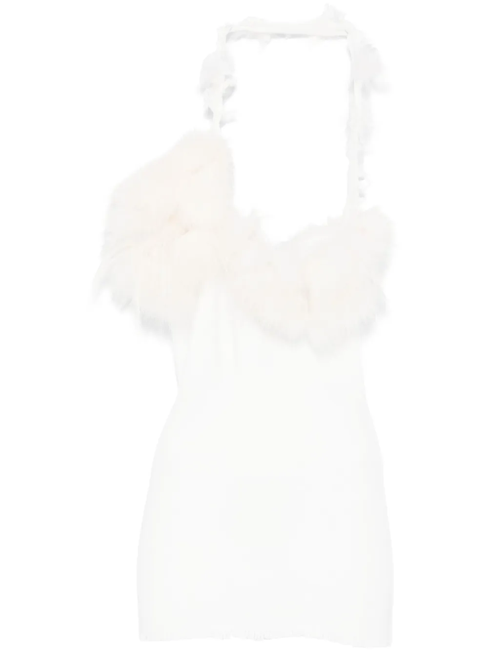 faux-fur detailed mini dress