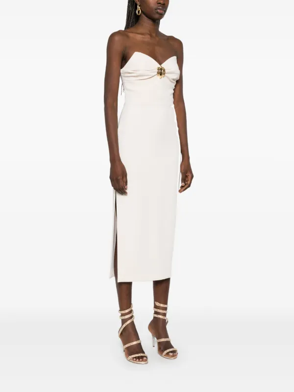 Elisabetta Franchi macro-bow Crepe Midi Dress | Neutrals