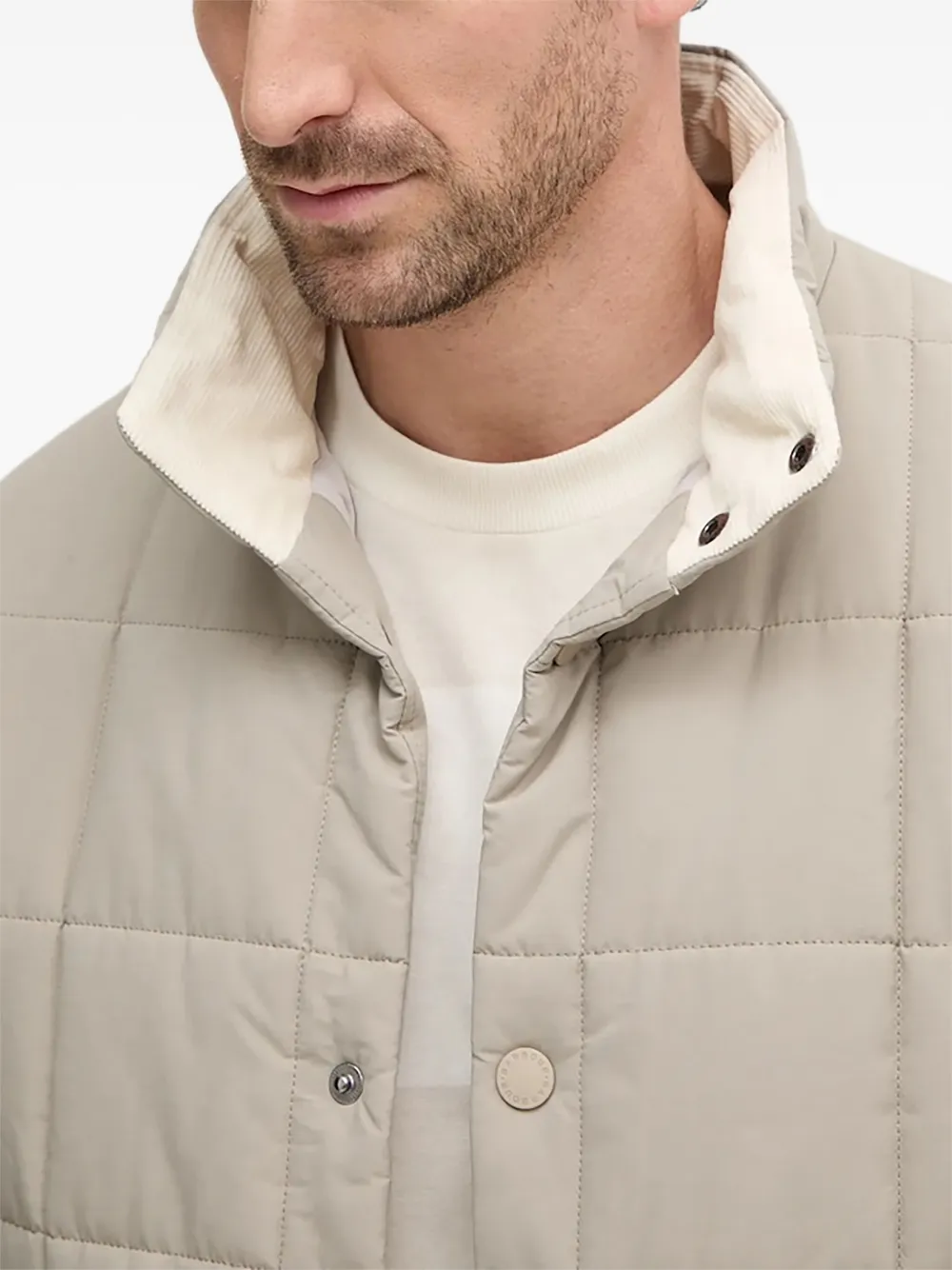 Barbour Shoreman Quilted Press-stud Jacket In Neutral