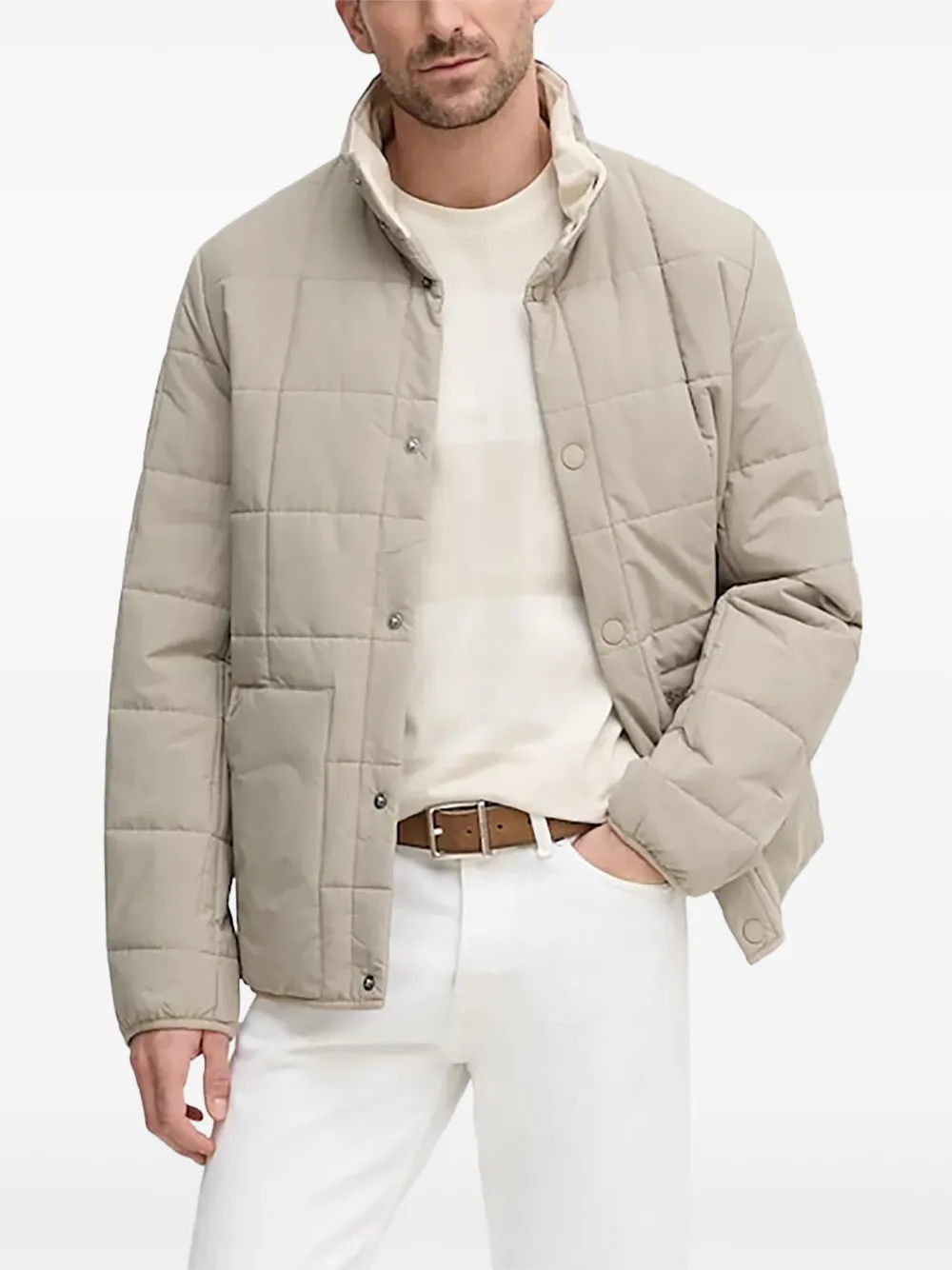 Barbour Shoreman Quilted Press-stud Jacket In Neutral