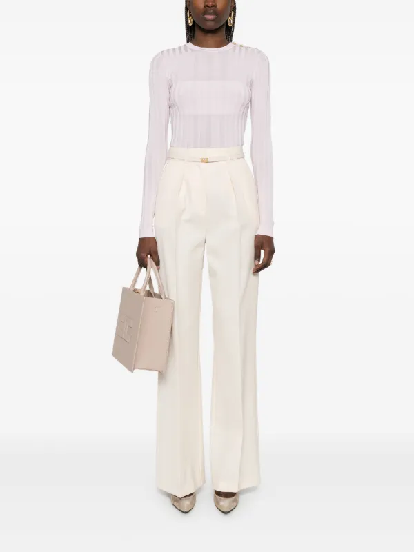 Elisabetta Franchi Wool Trousers | Neutrals | FARFETCH