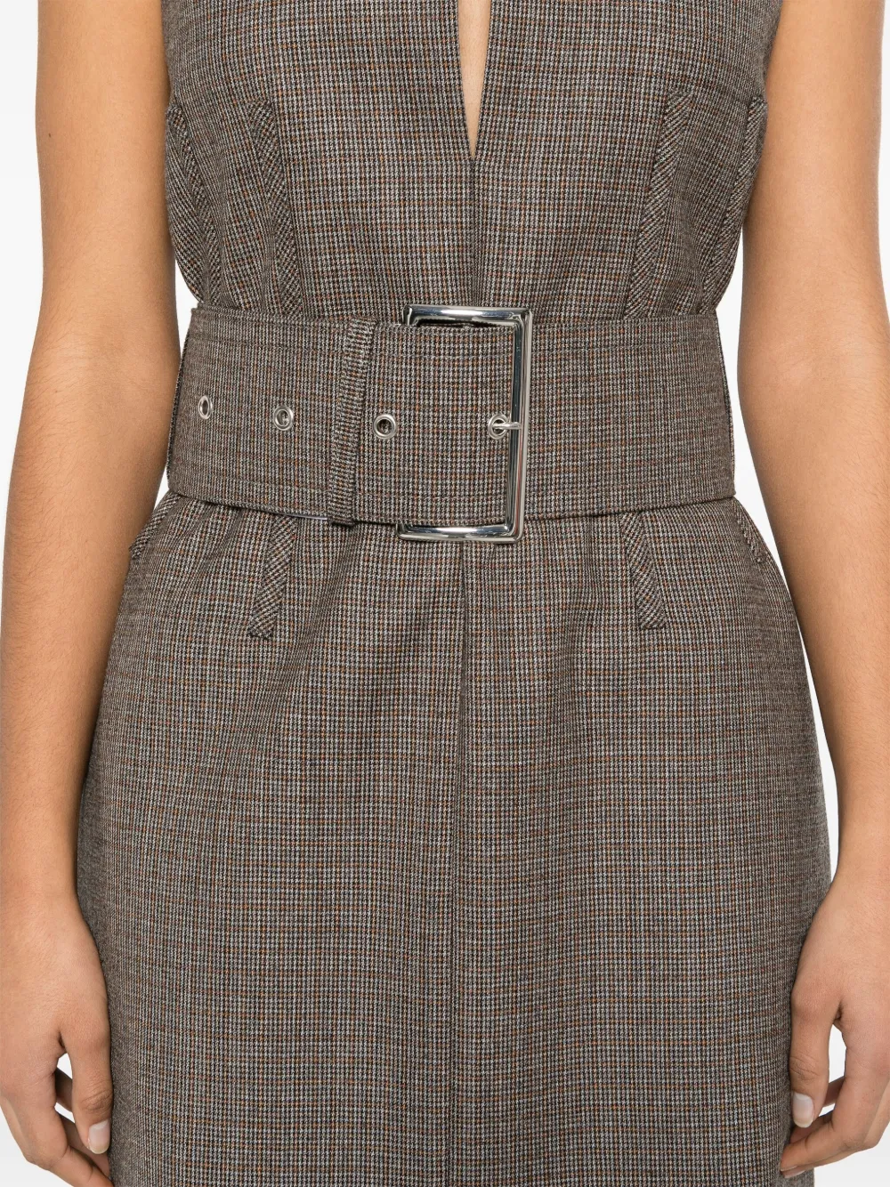Stella McCartney Jurk met pied-de-poule print Grijs