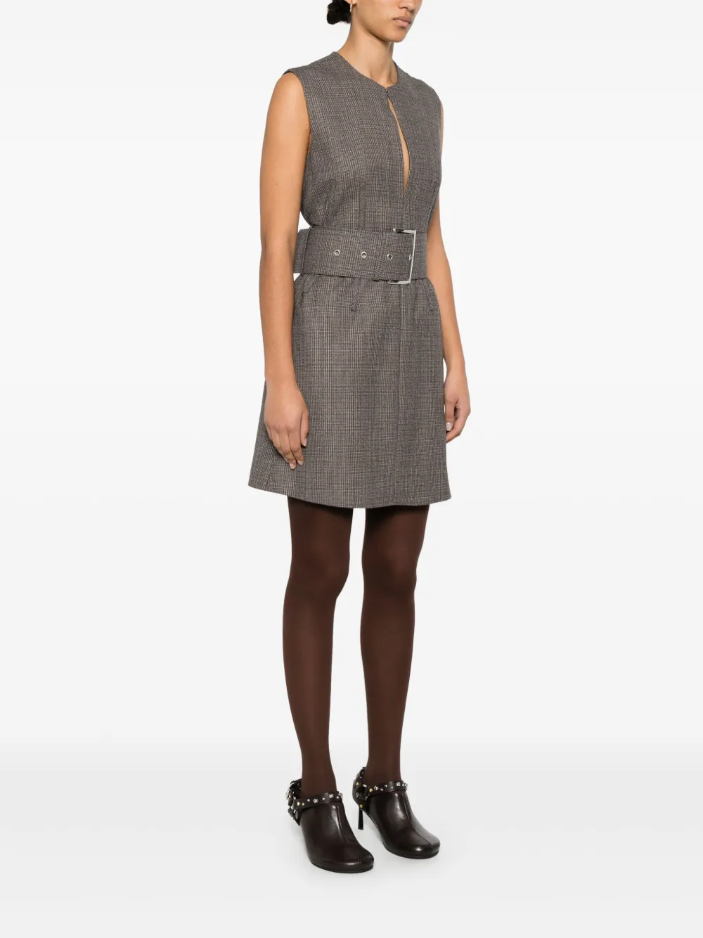 Stella McCartney Jurk met pied-de-poule print Grijs