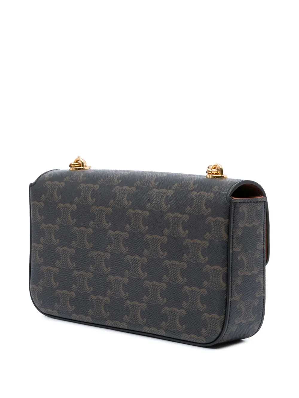 Pre-owned Celine 2021 Triomphe Coated Canvas Claude Chain Shoulder Bag In Brown