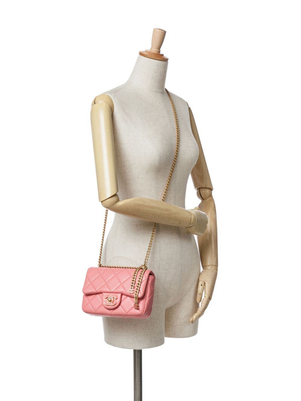 CHANEL Pre-Owned 2021-2024 Mini Pending CC Flap lamsleren crossbodytas - Roze