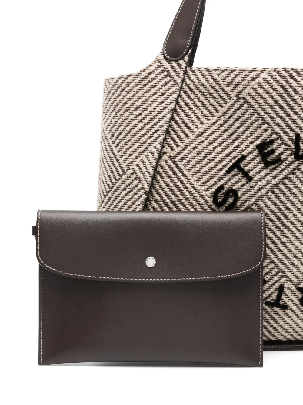 Stella McCartney Shopper met logo applicatie Bruin