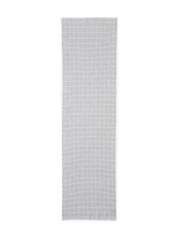 Fedeli Tartan Check Scarf in Grey