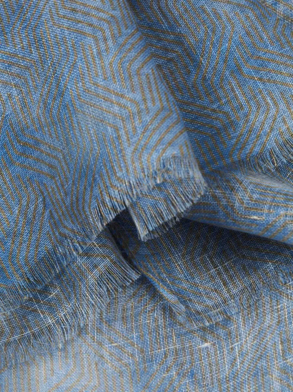 Luigi Borrelli zigzag-print scarf - Blauw