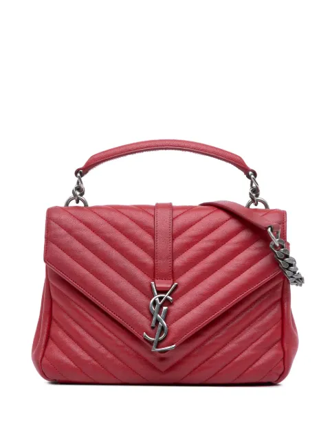 Saint Laurent Pre-Owned 2015 Medium Chevron Sheepskin Monogram College Bag satchel