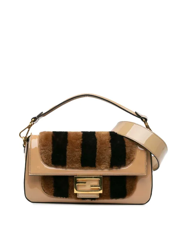 Fendi Pre-Owned 2010-2024 Shearling Pequin Baguette Satchel