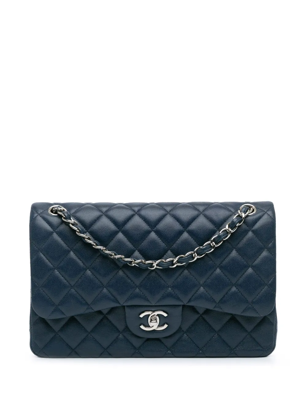 CHANEL Pre-Owned 2017-2018 Jumbo Classic Caviar Double Flap shoulder bag | Blue | Image 1