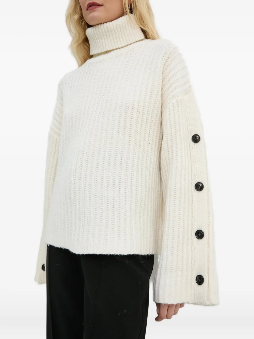 Won Hundred Ribbed Button-detail Sweater In Black