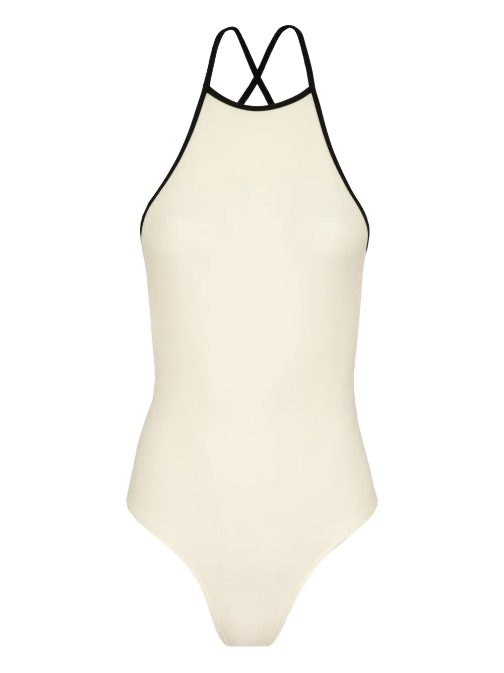 Lenny Niemeyer High-neck Cross-back Swimsuit In White