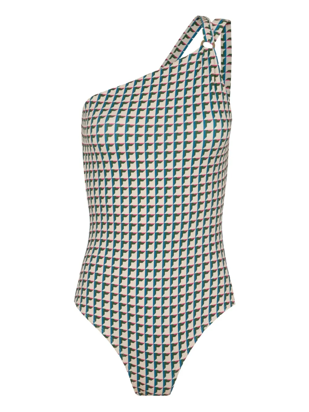 Lenny Niemeyer one-shoulder geometric-print swimsuit | Neutrals | Image 1
