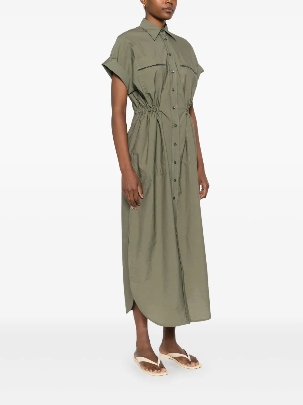 Brunello Cucinelli Midi-jurk met A-lijn Groen