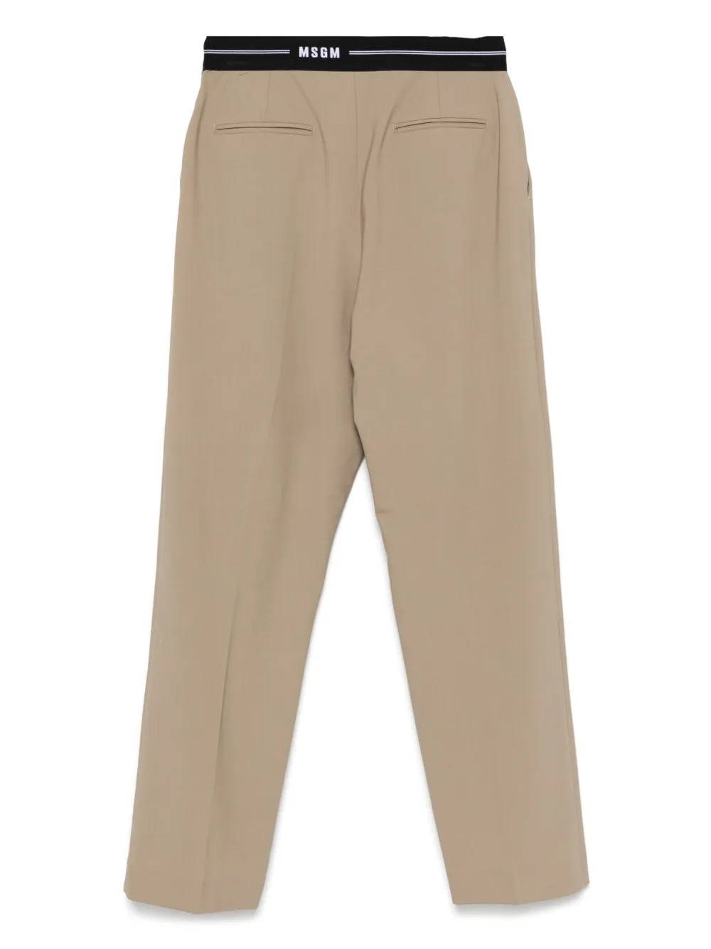 MSGM Pantalon met logo tailleband - Beige