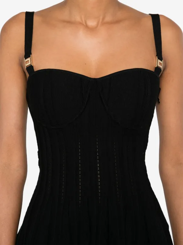 Elisabetta Franchi Knitted Pleated Dress | Black | FARFETCH