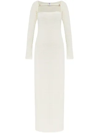 Casablanca Textured Knitted Maxi Dress | White | FARFETCH GE