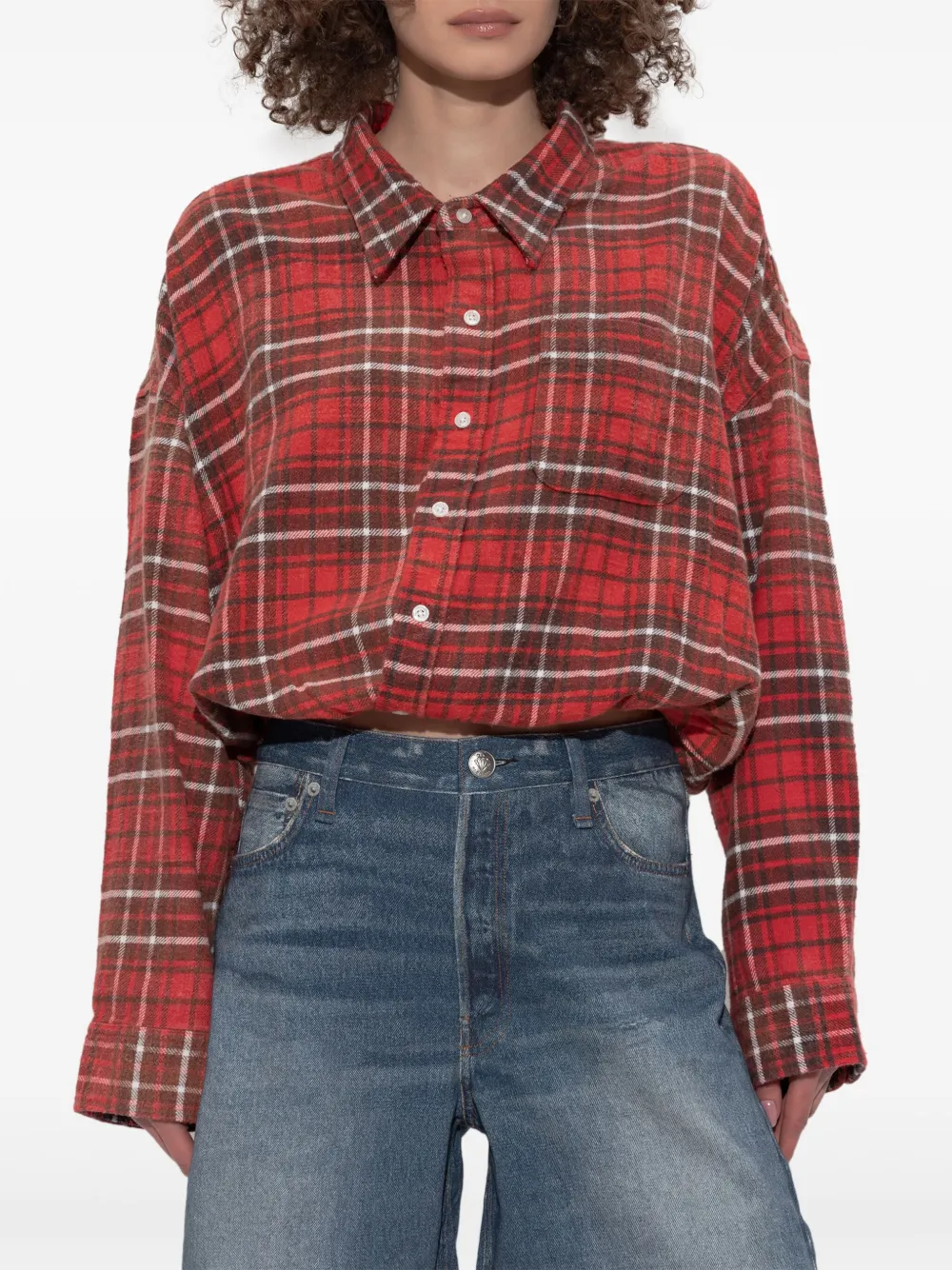 R13 Geruit blouse Rood