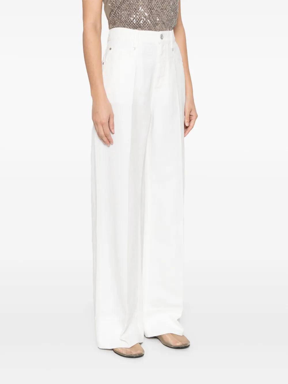 Brunello Cucinelli Jeans met wijde pijpen Wit